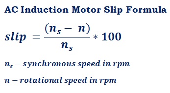 formula to calculate slip difference & slip of an induction motor