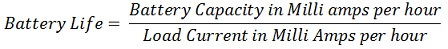 Battery Life Formula and Calculation