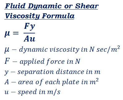 formula to calculate fluid resistance to gradual deformation by shear stress