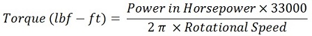 Horsepower to torque conversion Formula and Calculation