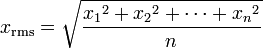 RMS, Quadratic Mean, Root Mean Square Formula