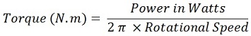 Watts to torque conversion Formula and Calculation