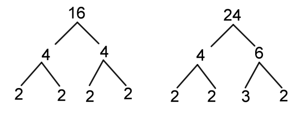 Factors tree for GDF of two numbers