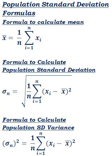 formula to calculate standard deviation for entire population data